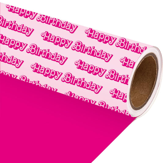 Pink Fashion Doll Birthday Wrapping Paper Mini Roll