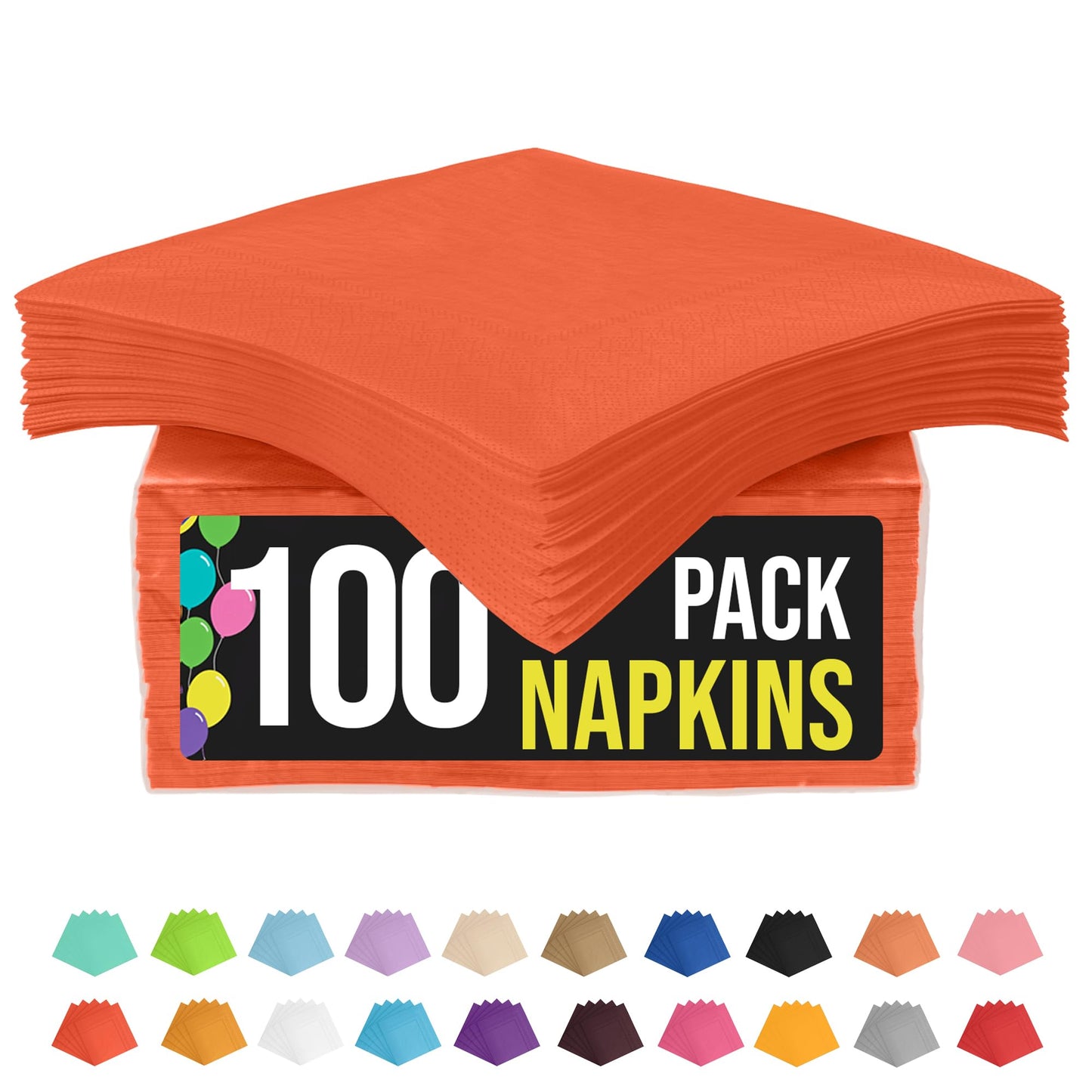 Orange Classic 2-Ply Paper Party Napkins – 100 Pack