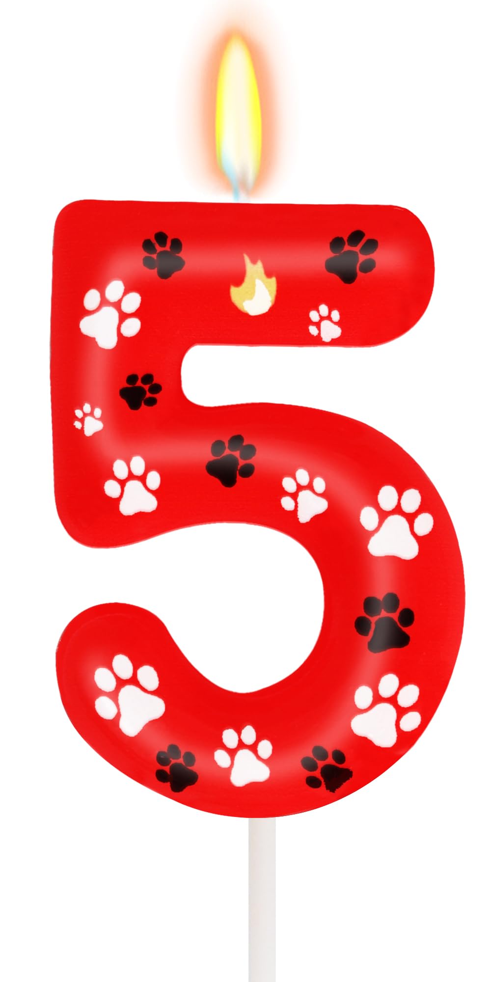 Dog Paw Number 5 Birthday Cake Candle