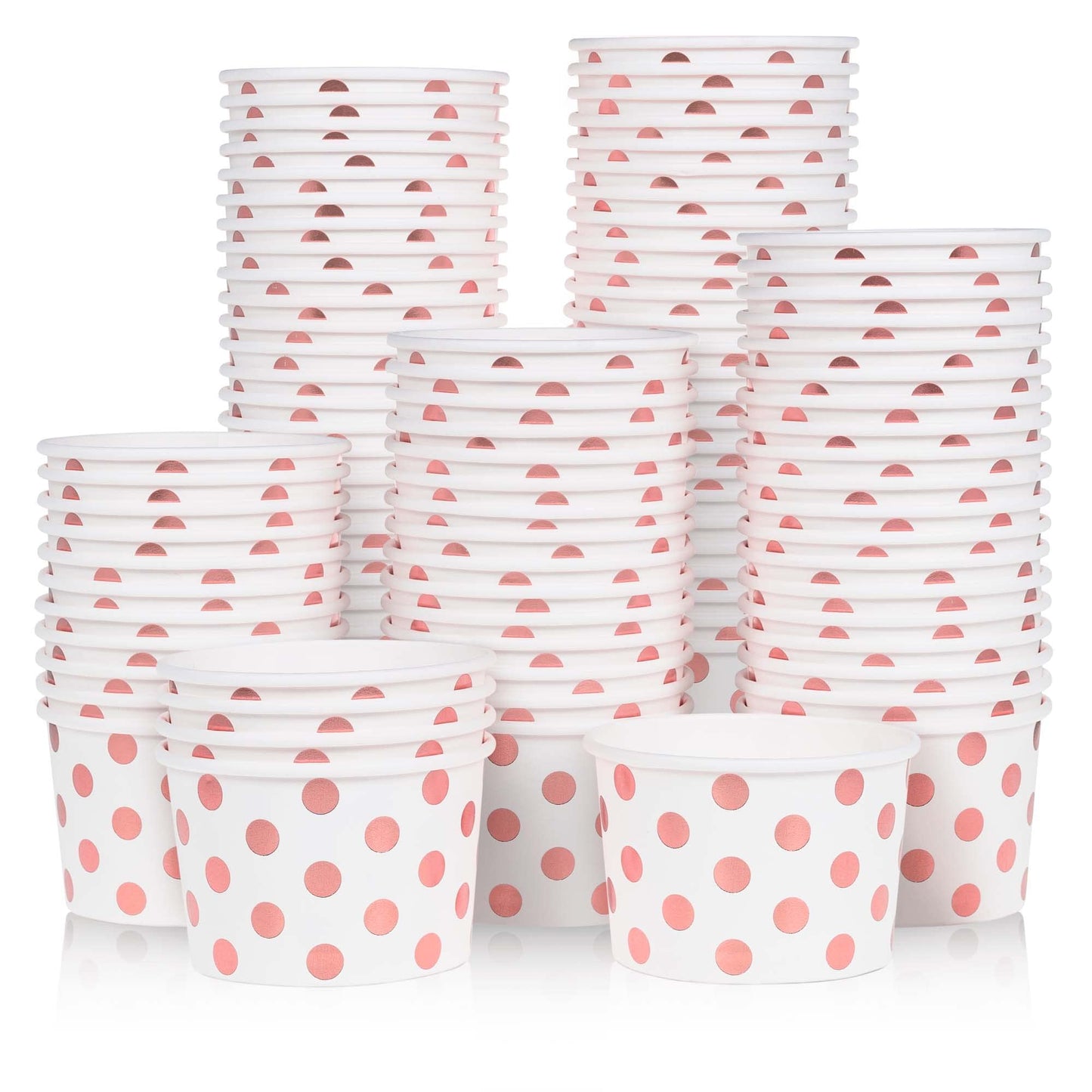 Rose Gold Polka Dot Paper Ice Cream Bowls