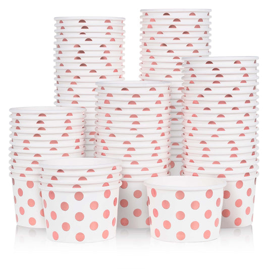 Rose Gold Polka Dot Paper Ice Cream Bowls