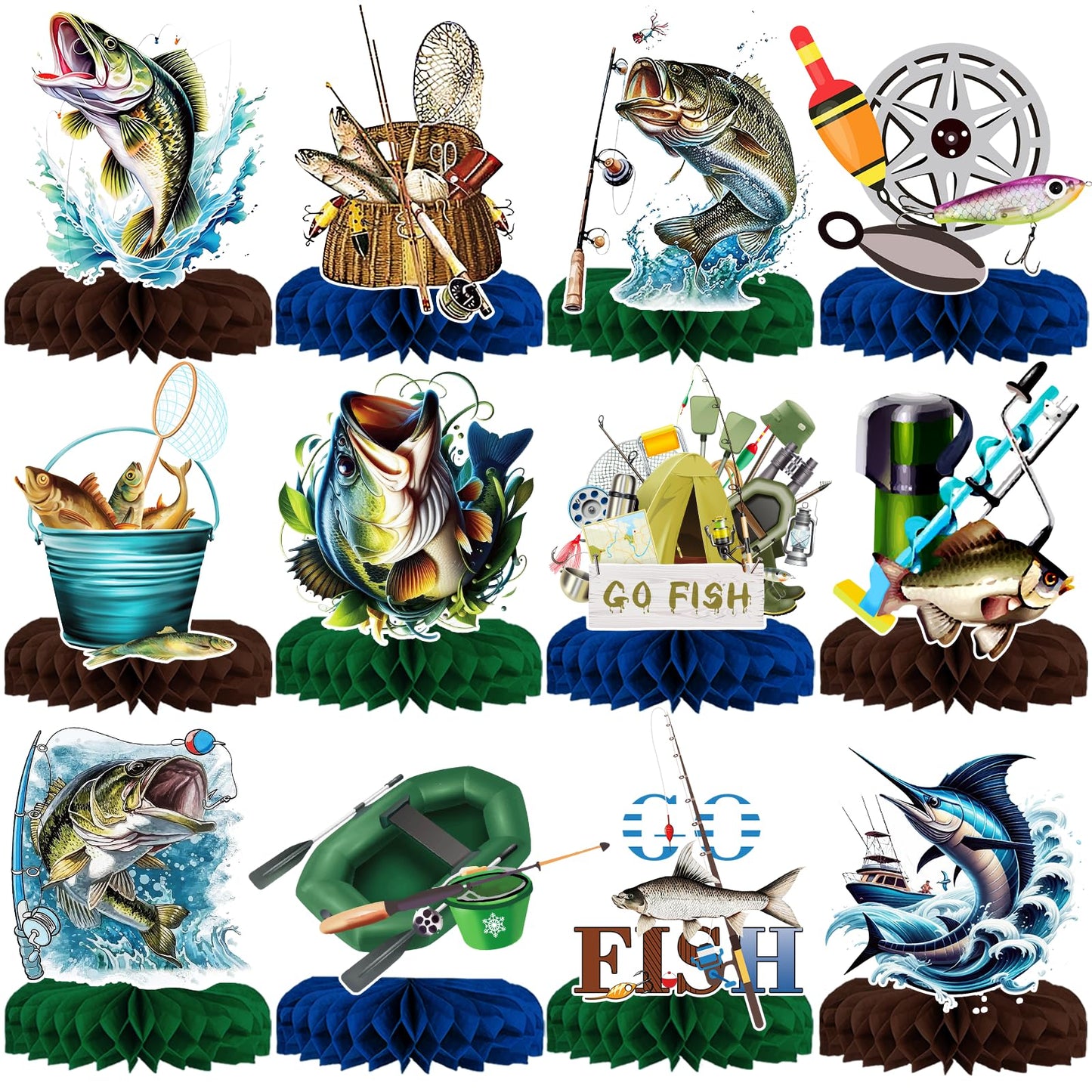 Fishing Honeycomb Table Centrepieces – 12 Piece