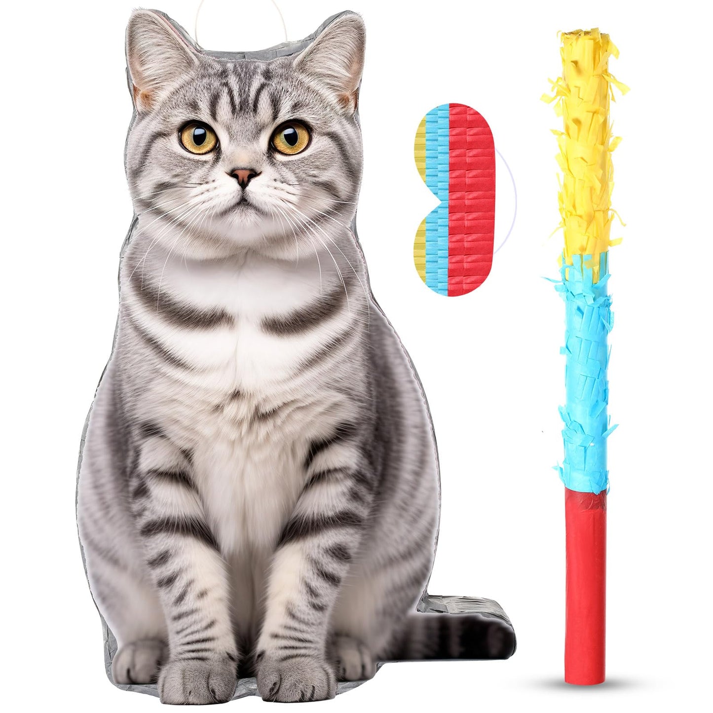 Cat Piñata Party Set with Bat Stick & Blindfold
