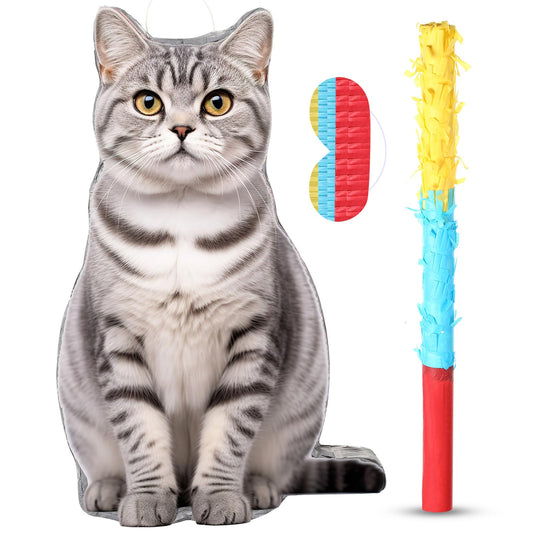 Cat Piñata Party Set with Bat Stick & Blindfold