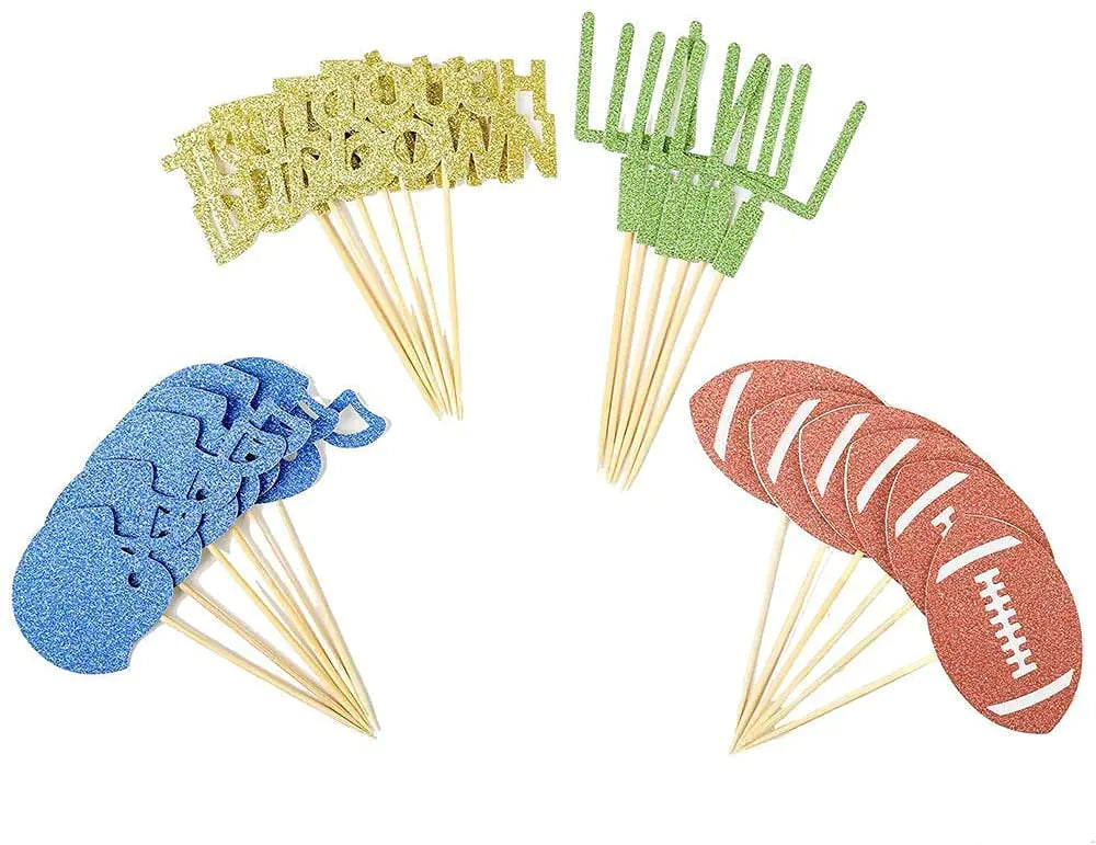 Football Glitter Cupcake Toppers
