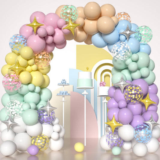 Pastel Rainbow Balloon Garland Arch Kit – 199 Pieces