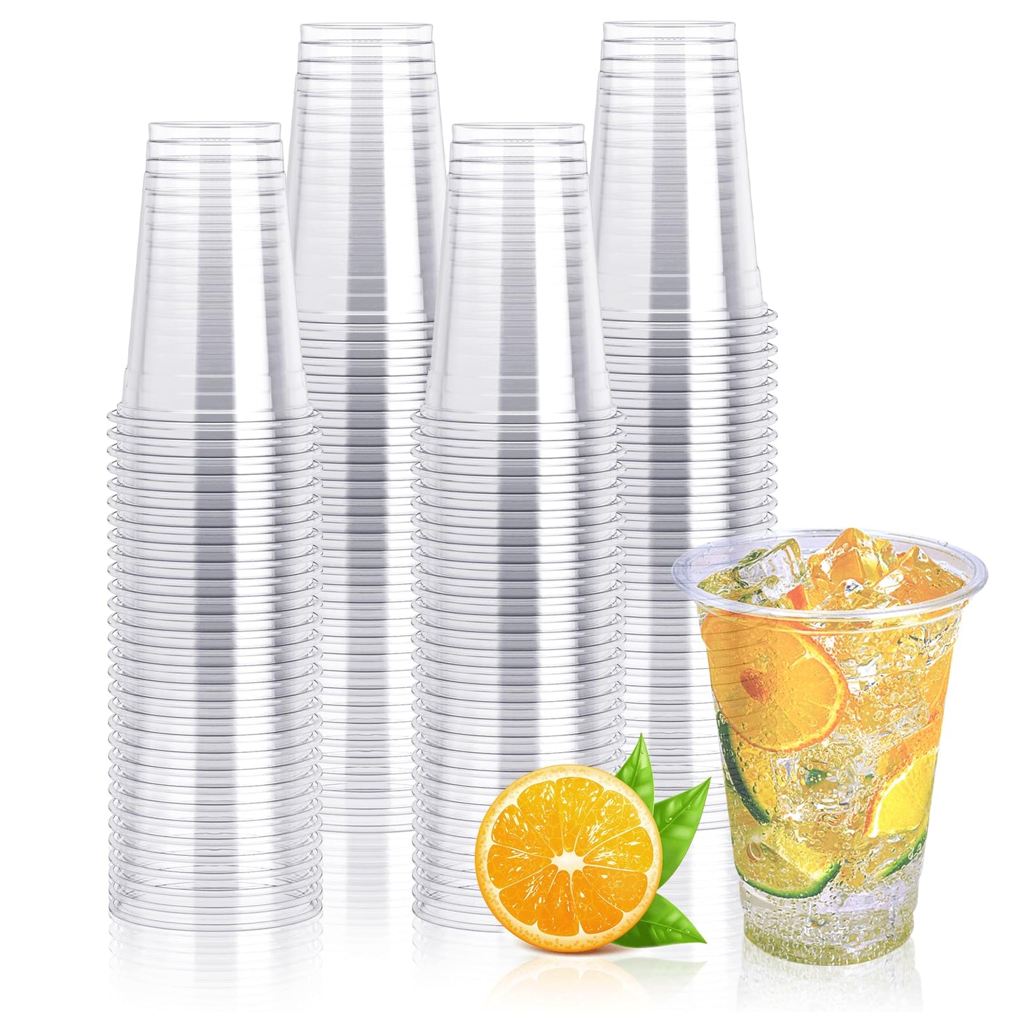 Clear Plastic Party Cups 10oz – 200 Pack, PET Crystal Clear Disposable
