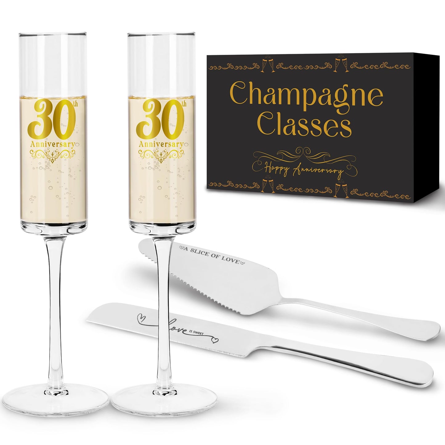 Dolficy 30th Wedding Anniversary for Couple Champange Glasses 30th Anniversary for Parents 30th Wedding Anniversary Champange Flute Gift for Grandparents 30 Years of Anniversary Present
