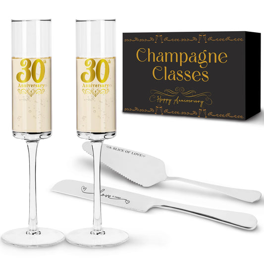 Dolficy 30th Wedding Anniversary for Couple Champange Glasses 30th Anniversary for Parents 30th Wedding Anniversary Champange Flute Gift for Grandparents 30 Years of Anniversary Present