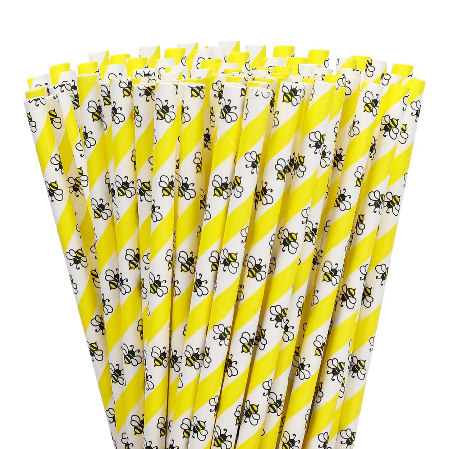 Bumble Bee Yellow Party Paper Straws – 200 Pack