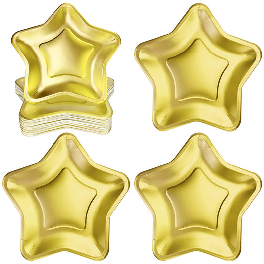 Gold Star Shaped Dinner Plates 9 Inch – 60 Pack