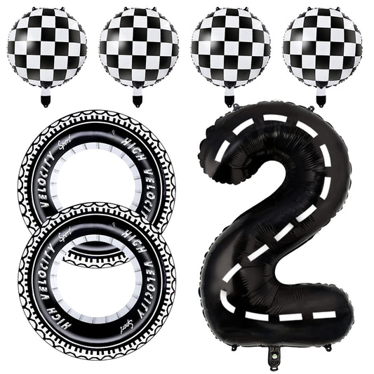Race Car Foil & Tire Birthday Balloon Set
