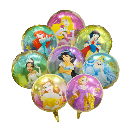 Princess Foil Balloons 8-Pack for Girls Birthday and Baby Shower