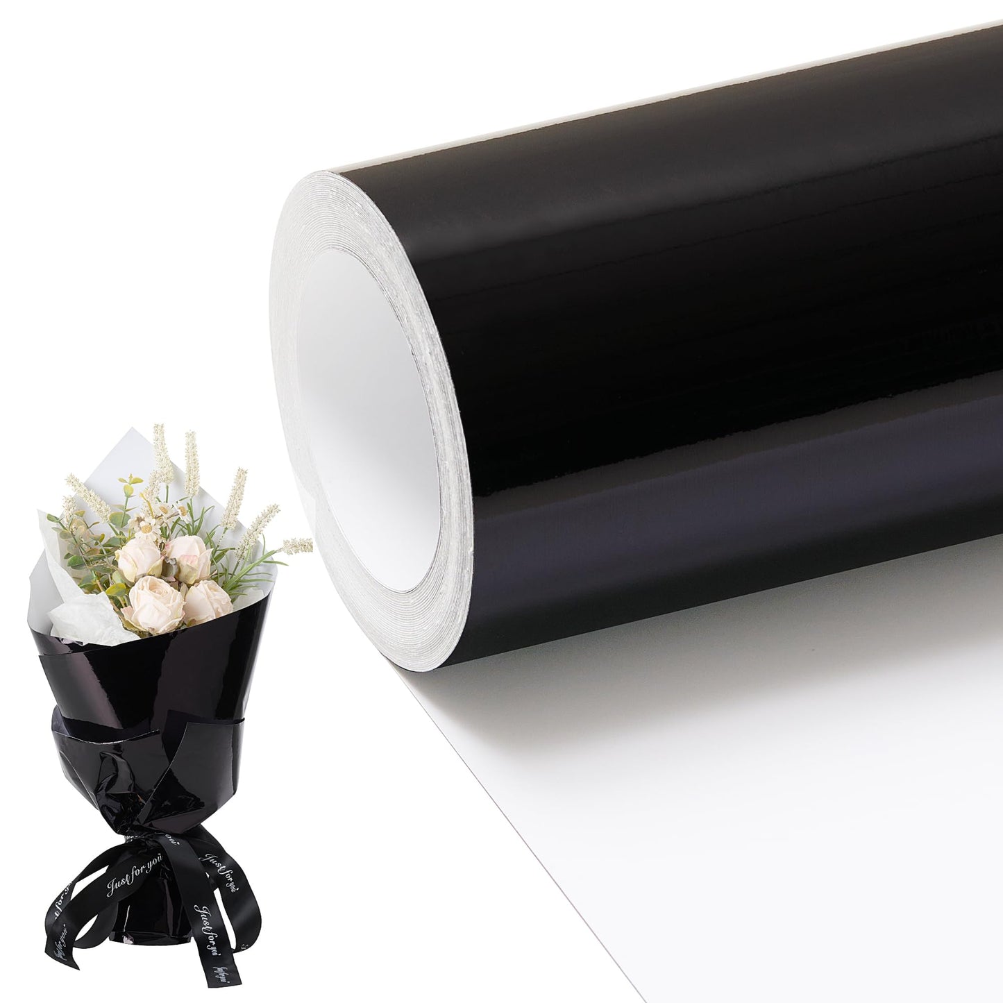 Black Metallic Wrapping Paper Roll – 17 Inch x 49 Feet