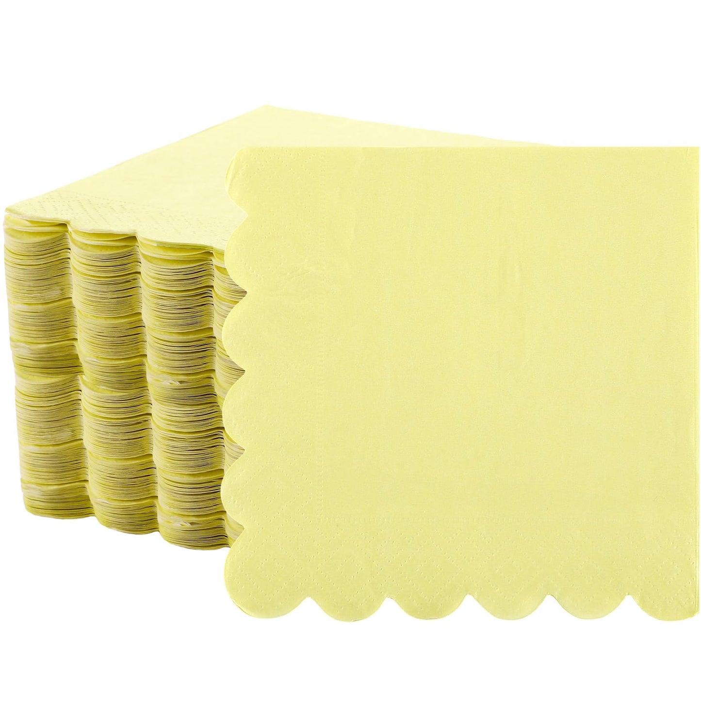 Yellow Scalloped Cocktail Napkins