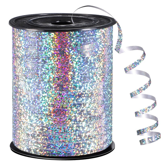Silver Curling Ribbon 600 Yards 1/5 Inch Balloon String Ribbon Metallic Ribbons for Gift Wrapping Art Crafts Wedding Birthday Party Valentines Day Decoration