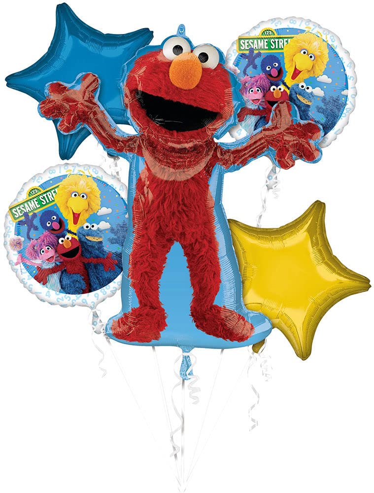 Red Monster Character Birthday Balloon Bouquet - 5 ct