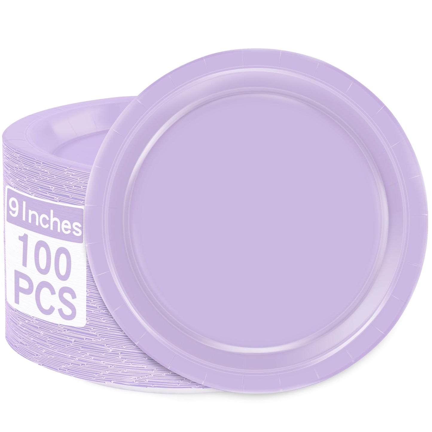 Lavender Purple Disposable Paper Dinner Plates 9 Inch – 100 Pack
