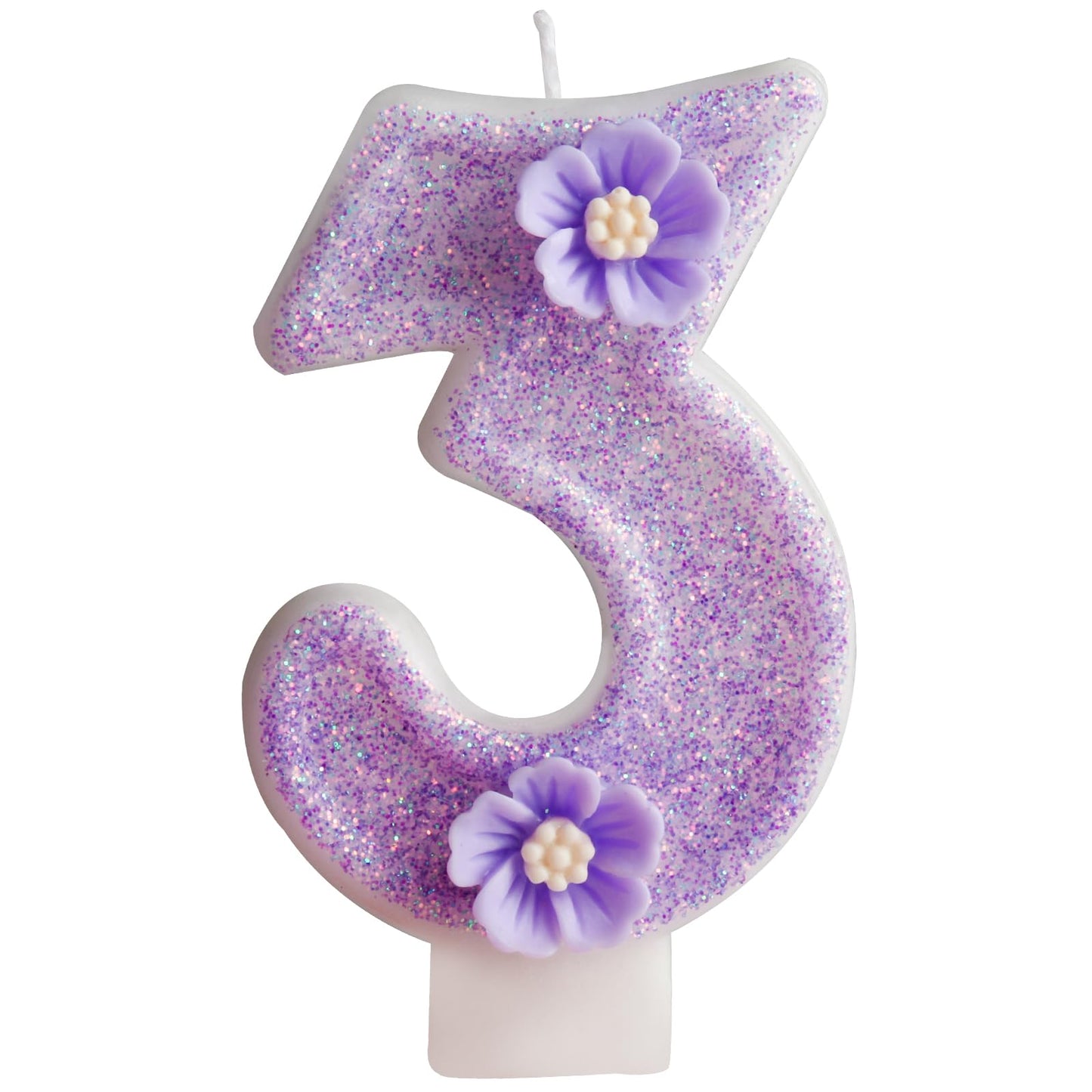 Birthday Number 3 Candles Purple Flower 3rd Birthday Candles for Cake Topper Decorations Birthday Party Wedding Anniversary Celebration Supplies
