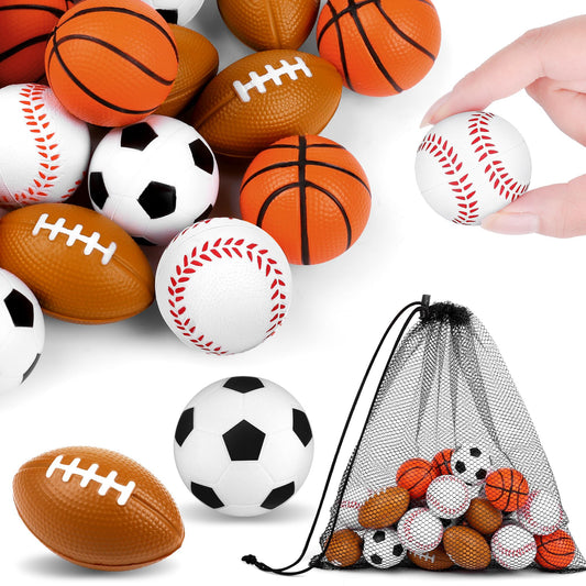 Sports Foam Stress Balls with Mesh Bag - 24 ct