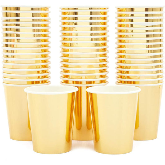 Gold Foil Disposable Paper Cups - 9 oz