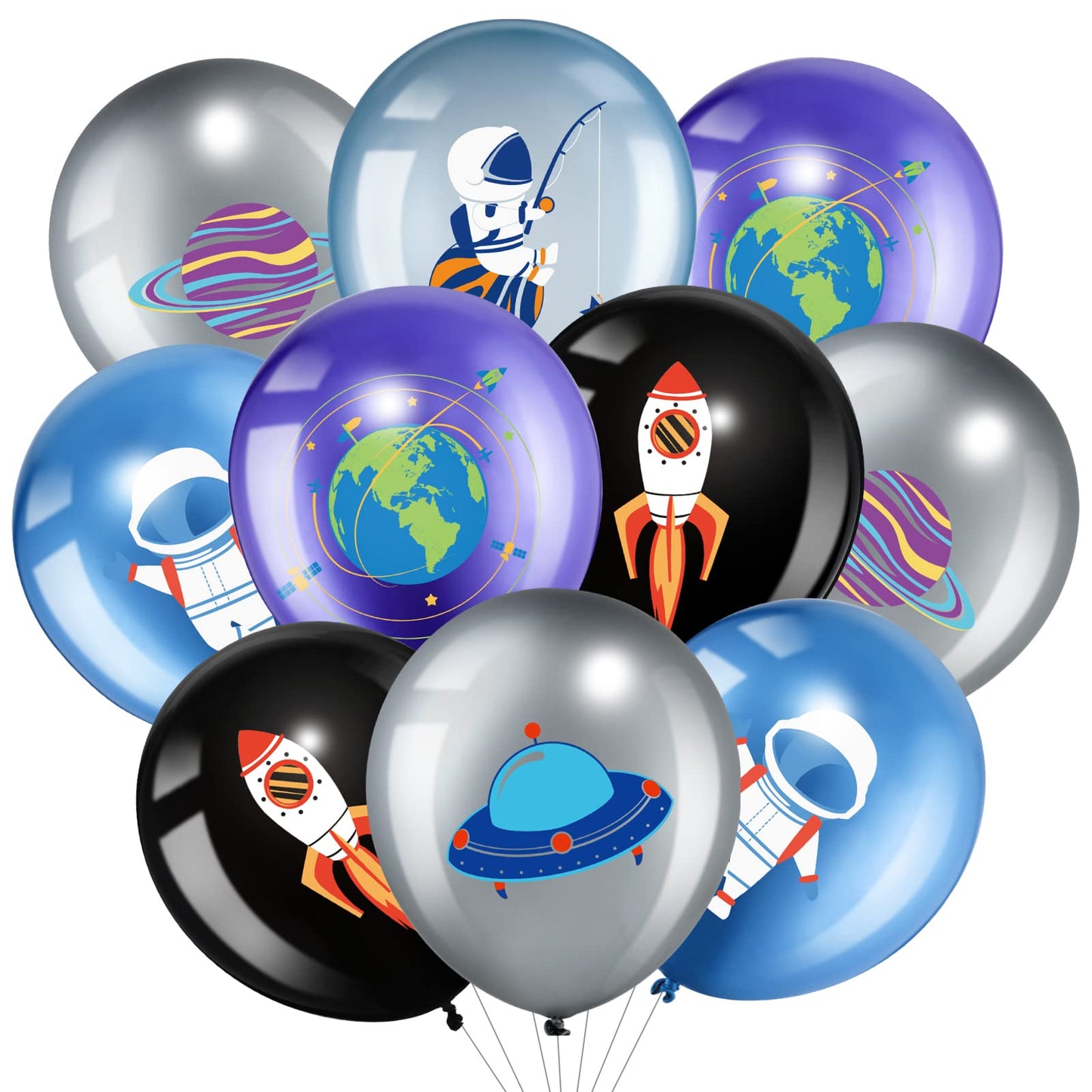 Outer Space UFO Galaxy Party Latex Balloons 12 Inch – 48 Pack