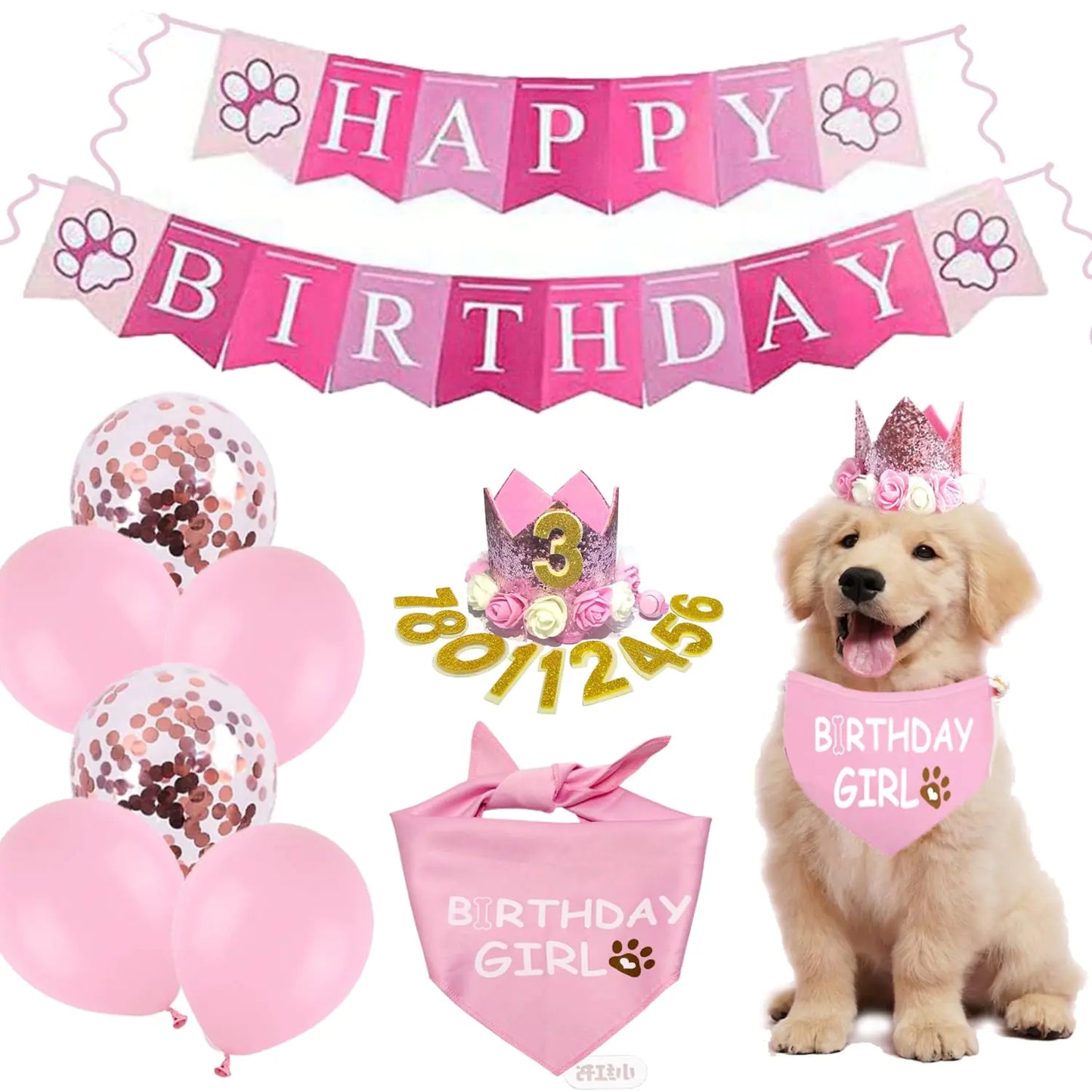 Dog Birthday Pink Party Kit
