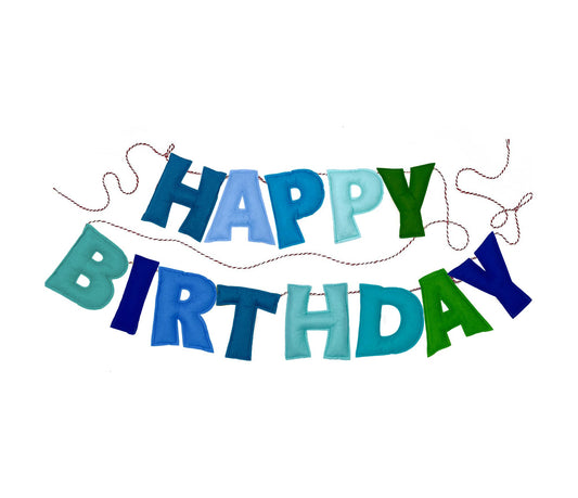 Blue Felt Happy Birthday Banner Garland