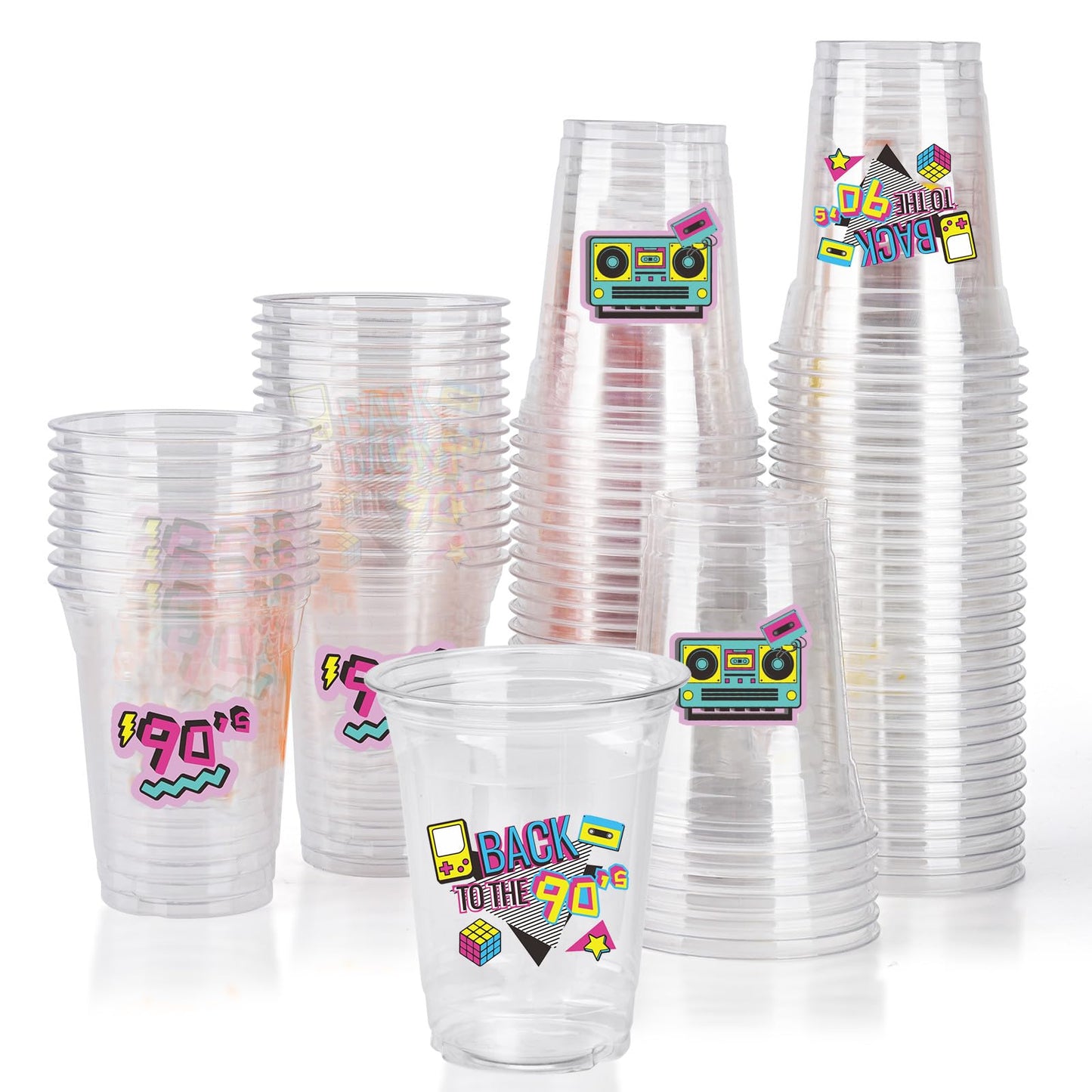 90s Retro 12oz Plastic Party Cups – 150 Pack