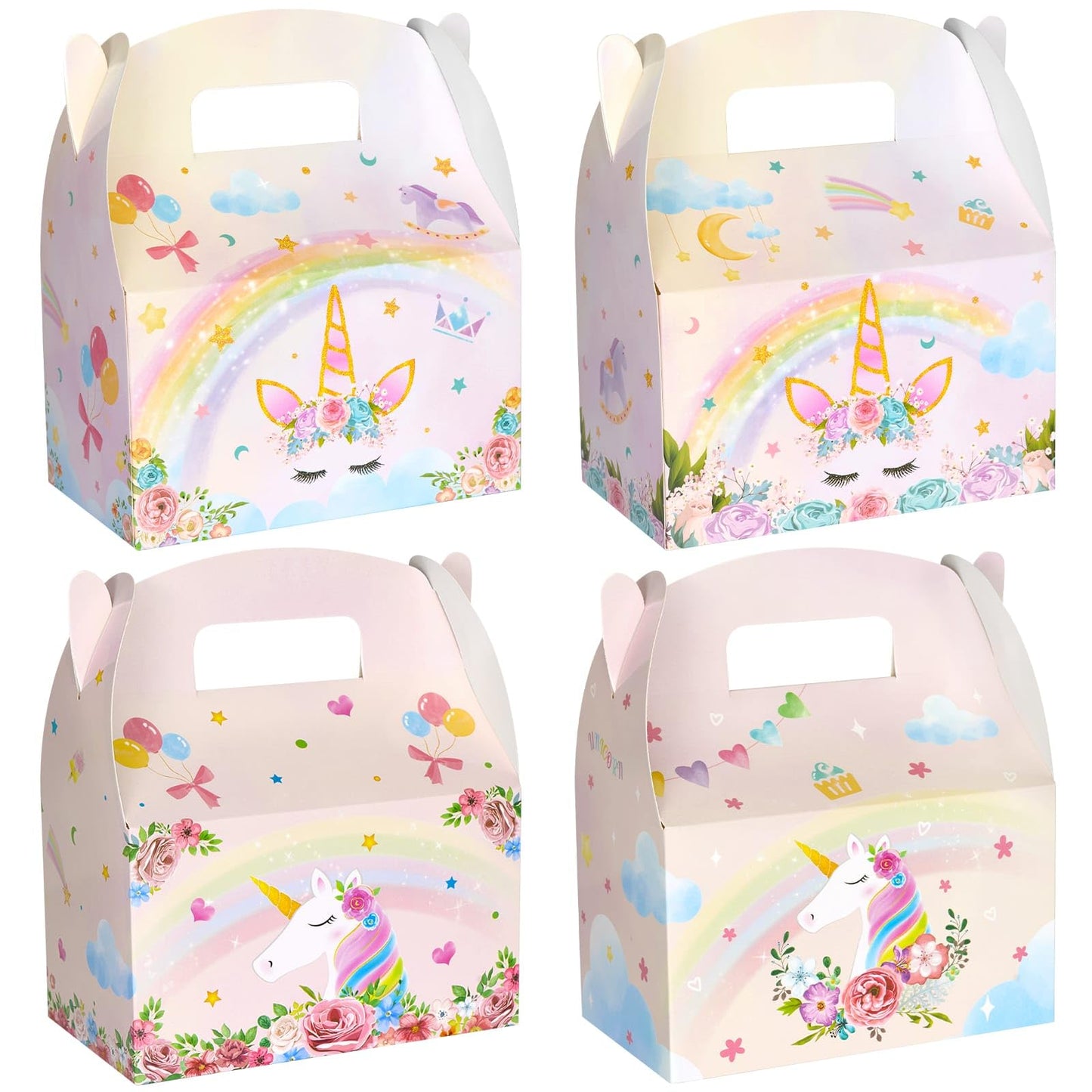 Unicorn Rainbow Treat Party Favor Boxes - 12 ct