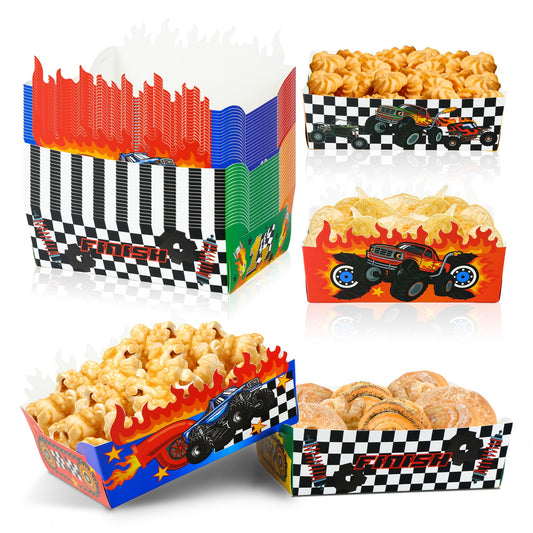 Monster Truck Paper Food Trays & Snack Bowls – 36 Pack