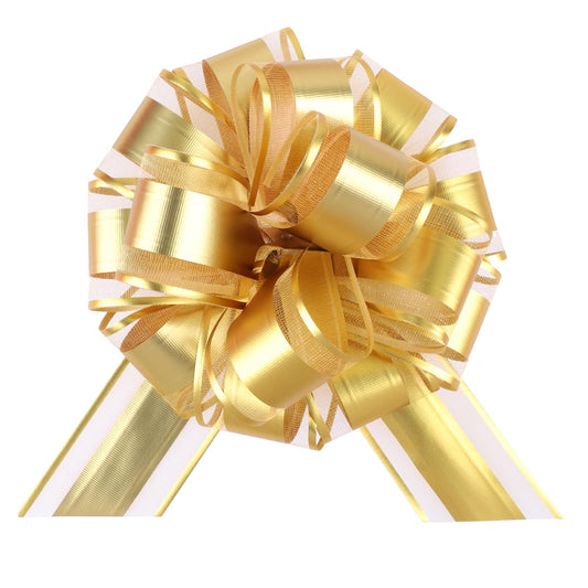 Gold Big Pull Gift Bows - 12 ct