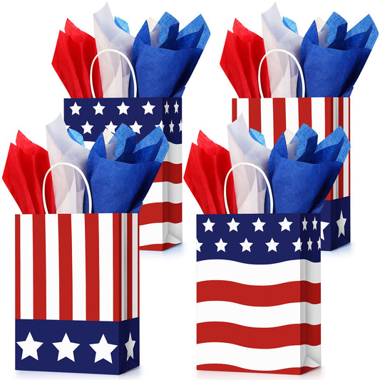 4th of July Patriotic Gift Bags with Tissue Paper