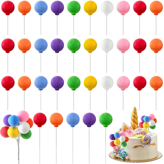 Rainbow Clay Ball Mini Balloon Cupcake Toppers – 40 Pack