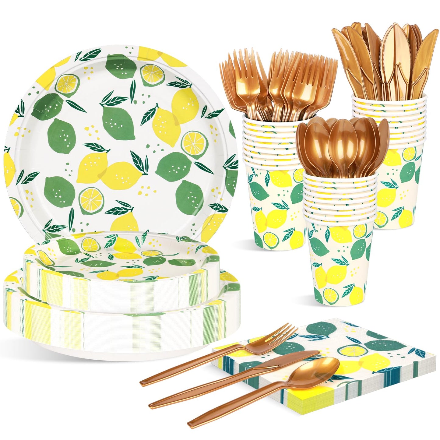 Lemon Party Tableware Set – 350 Piece, Serves 50