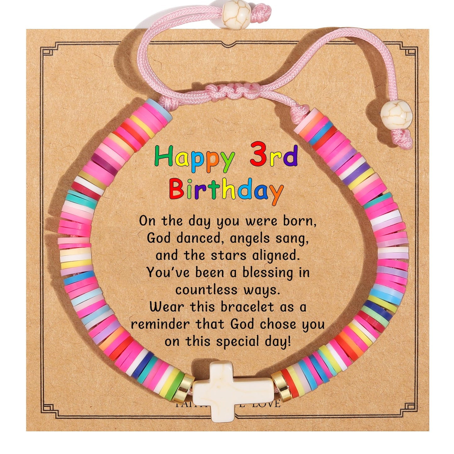 Drogomen 3 Year Old Birthday Gift Ideas Happy 3rd Birthday Gifts for 3 Year Old Jewelry Bracelet Birthday Present for 3 Year Old Daughter Granddaughter Niece (3rd)