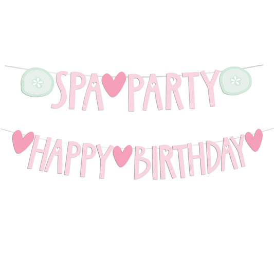 Spa Party Pink Happy Birthday Banner Set for Girls