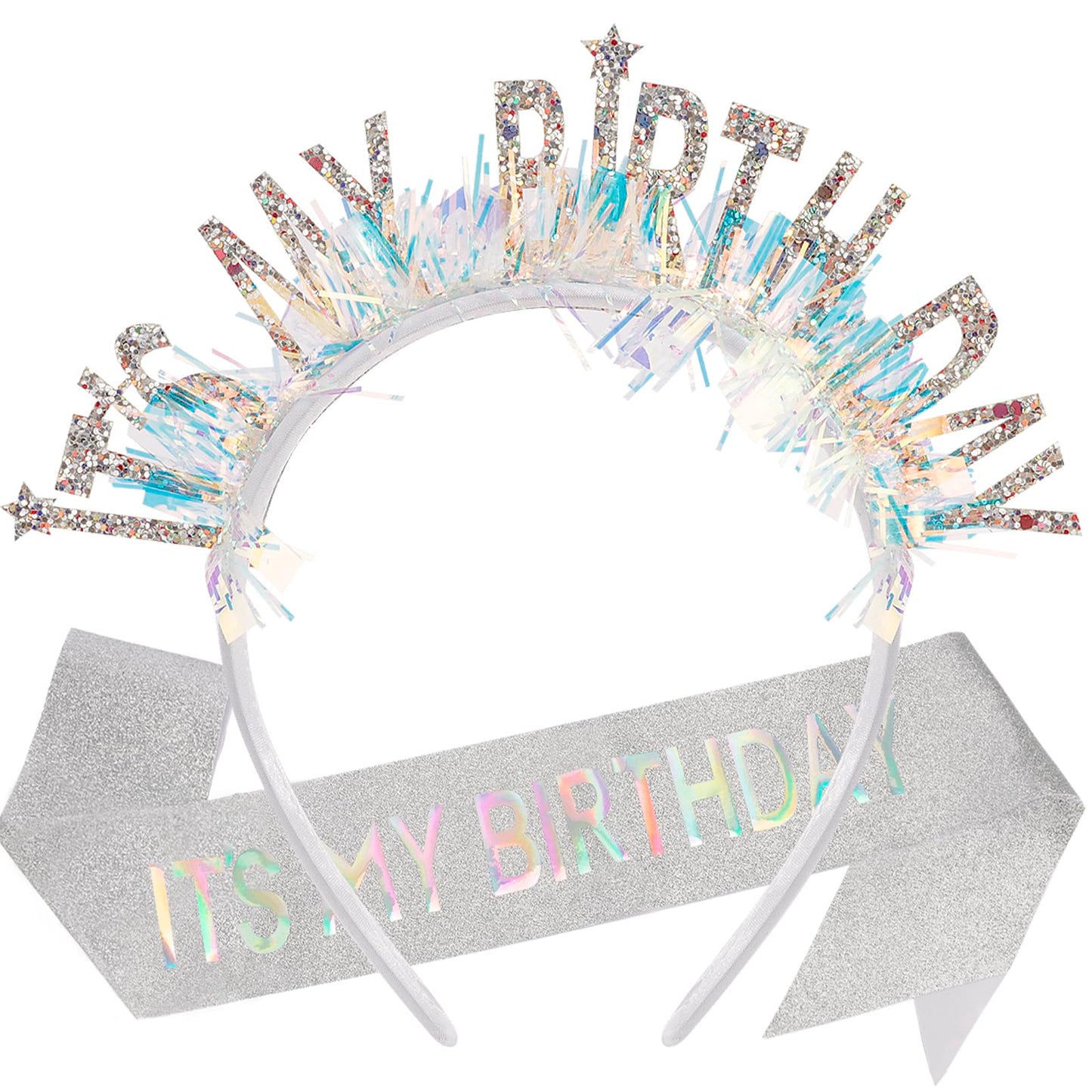 ITS MY BIRTHDAY Birthday Sash and Headbands for Women Happy Birthday Sashes Tiaras for Girls Crowns Decorations Accessories