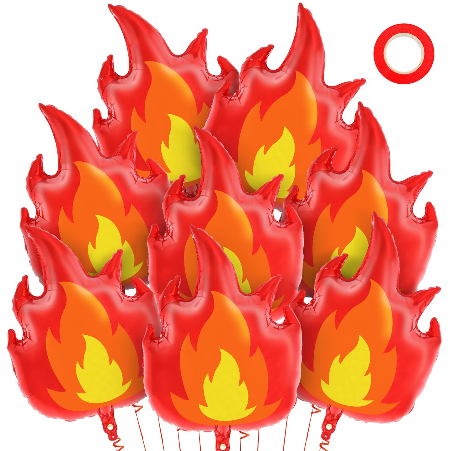Giant Fire Flame Foil Party Balloons 28 Inch – 8 Pack