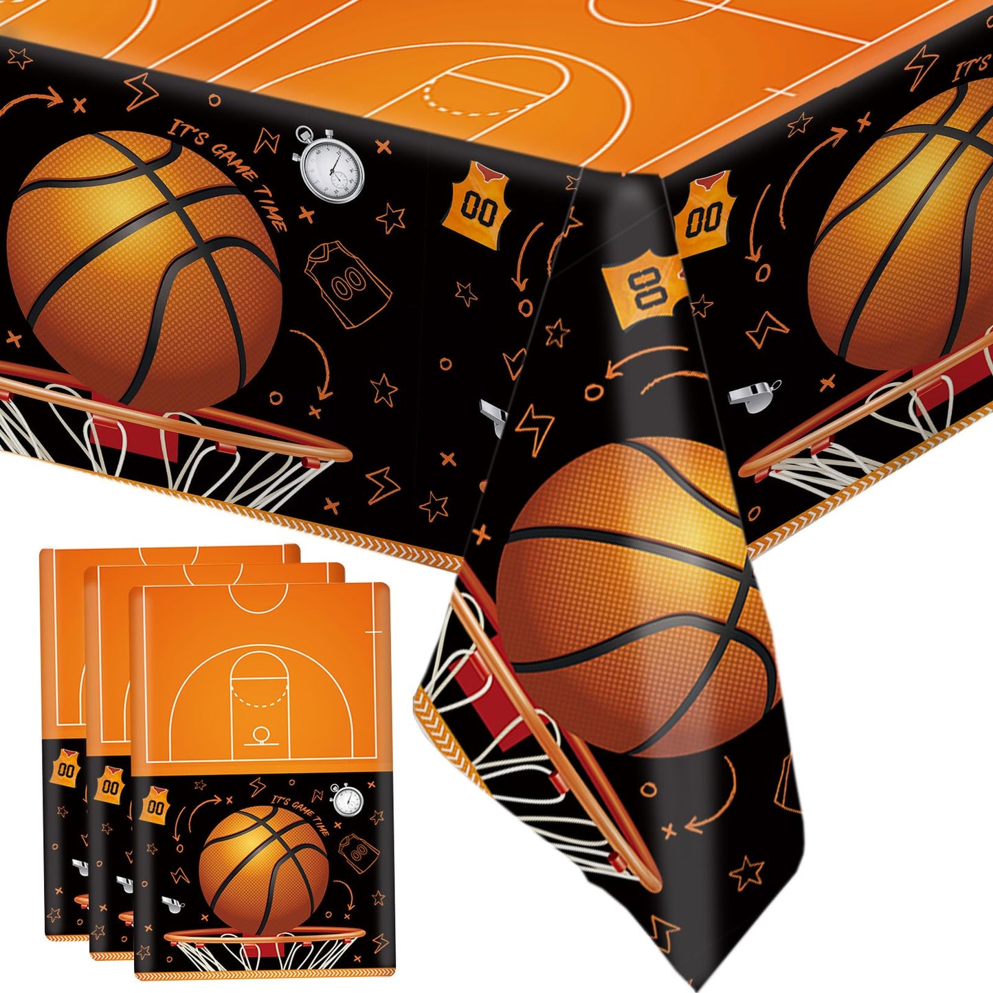 Basketball Plastic Tablecloth – 3 Pack