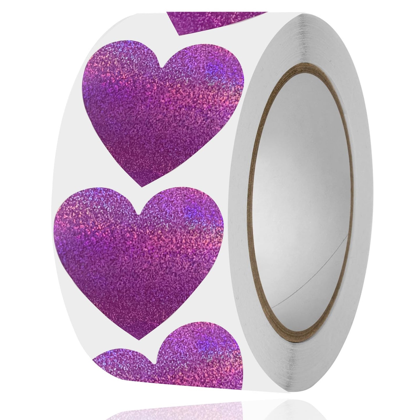 Purple Glitter Heart Sticker Roll - 500 ct