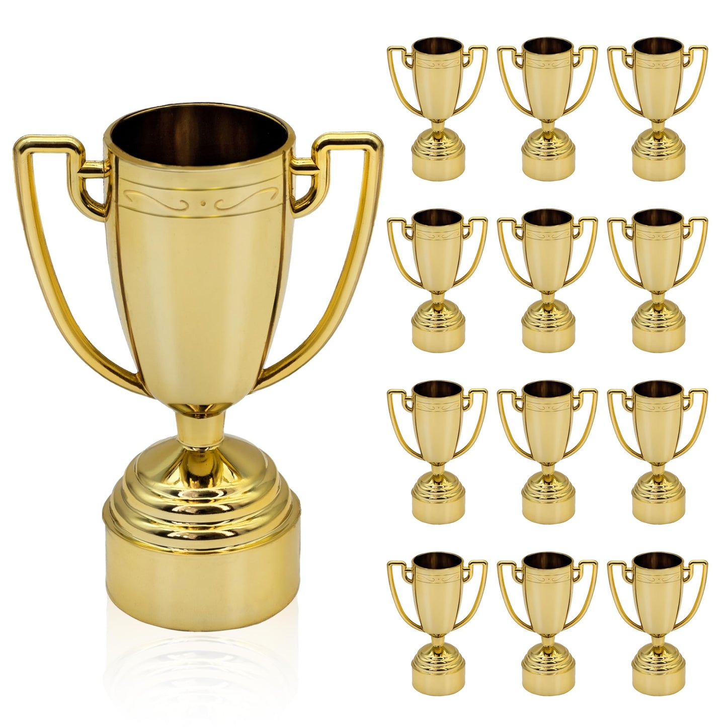 Jim & Jamie Children Mini Trophies Little Trophy for Little Hands 12 Pack Bulk Awards & Trophies for Kids Gold Plastic Trophies for Kids Trophy Cups for Party Favors Sports Competitions Football