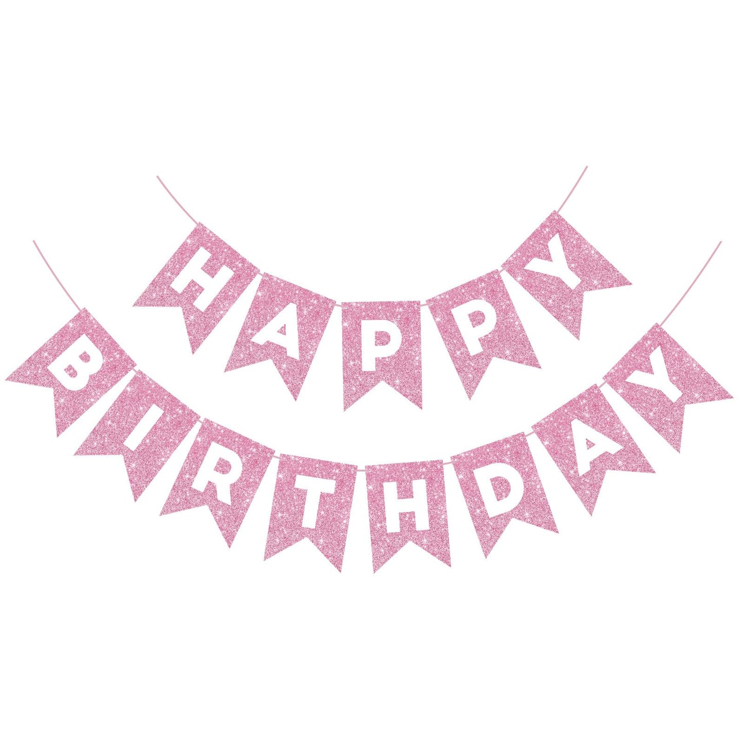 Pink Glitter Happy Birthday Banner Garland