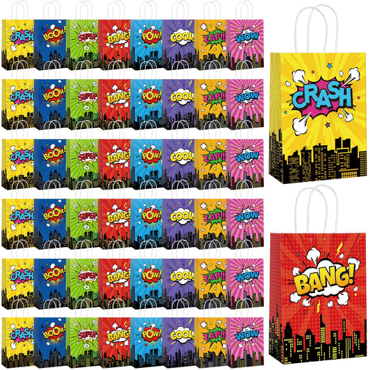 Comic Hero Kraft Paper Party Favour Bags – 48 Pack