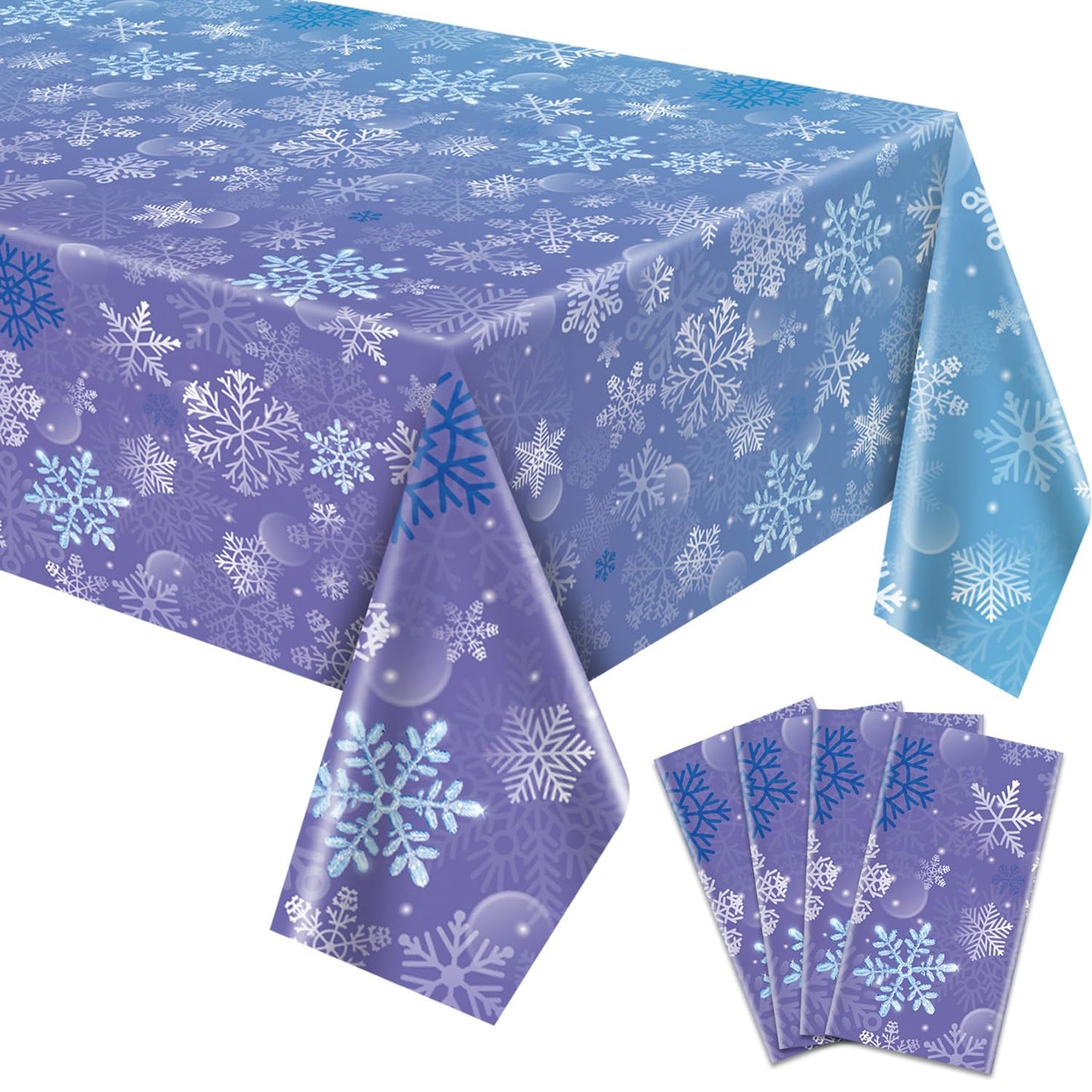 Frozen Snowflake Plastic Tablecloth - 4 ct