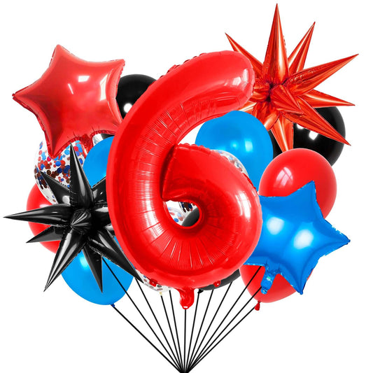 40 Inch Spider Superhero Number 6 Balloon Set