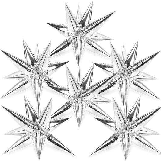 Silver Foil Spike Star Balloons