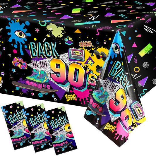 Back to the 90s Plastic Party Table Covers – 3 Pack, 54 x 108 Inch