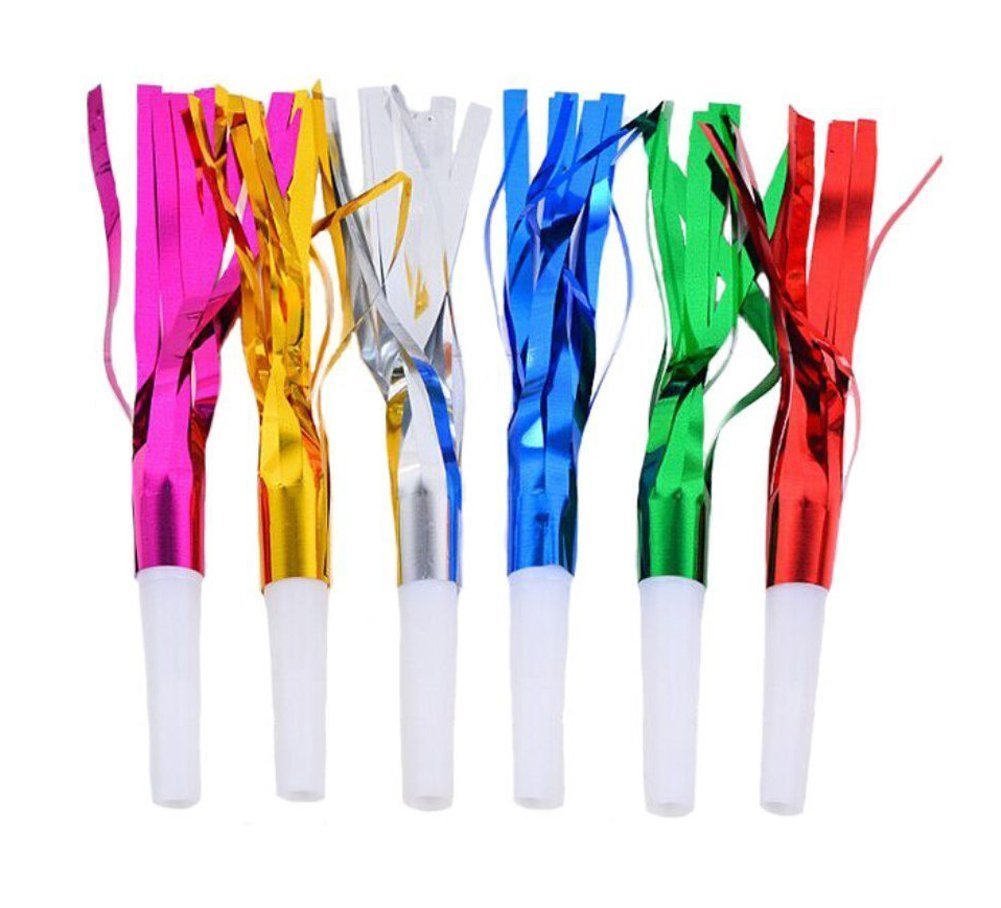 Rainbow Metallic Fringed Blowout Noise Makers - 30 ct