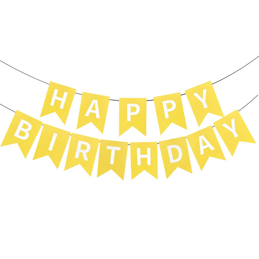 Yellow & White Happy Birthday Swallowtail Banner